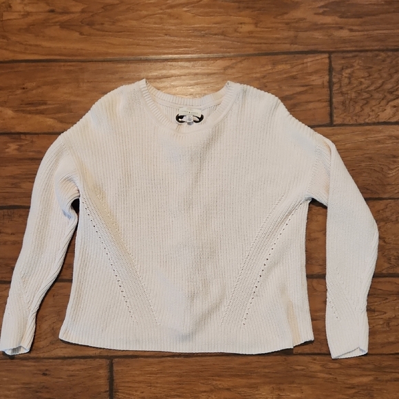 Lucky Brand Cream Crew Neck Sweater Textured Knit Small Petite - Picture 1 of 6